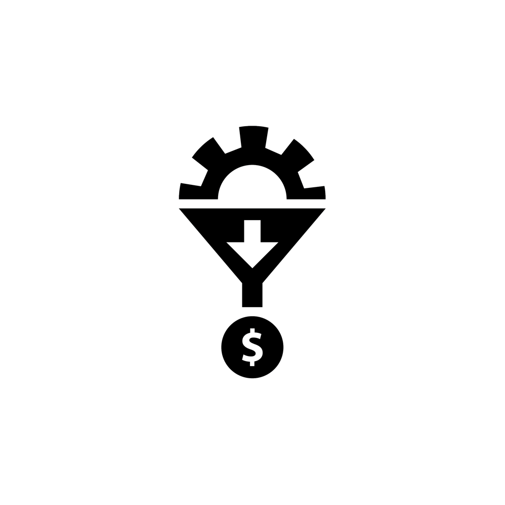 A cog leading directly to money symbols